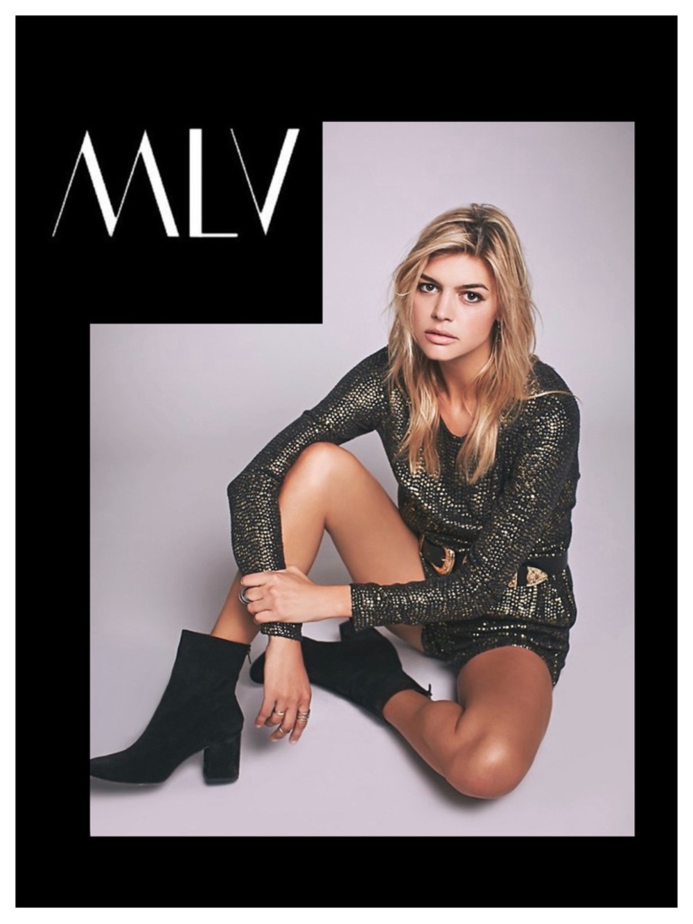 MLV Ramona Sequin Romper in Black & Gold